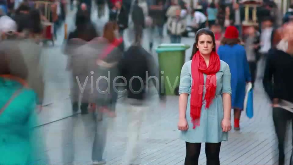 Young Woman Standing In Busy City Street  Videohive 7835506 Stock Footage Image 7